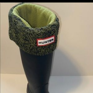 Hunter - Green Cable Knit - Boot Socks